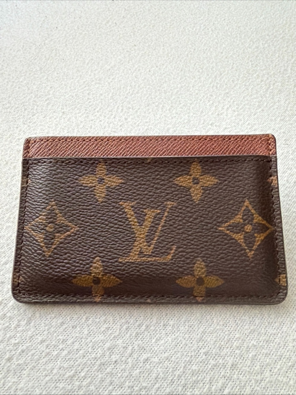 Louis Vuitton Textured Tan Leather Card Holder